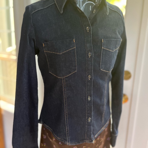 Dark blue fitted denim shirt new - Picture 8 of 8